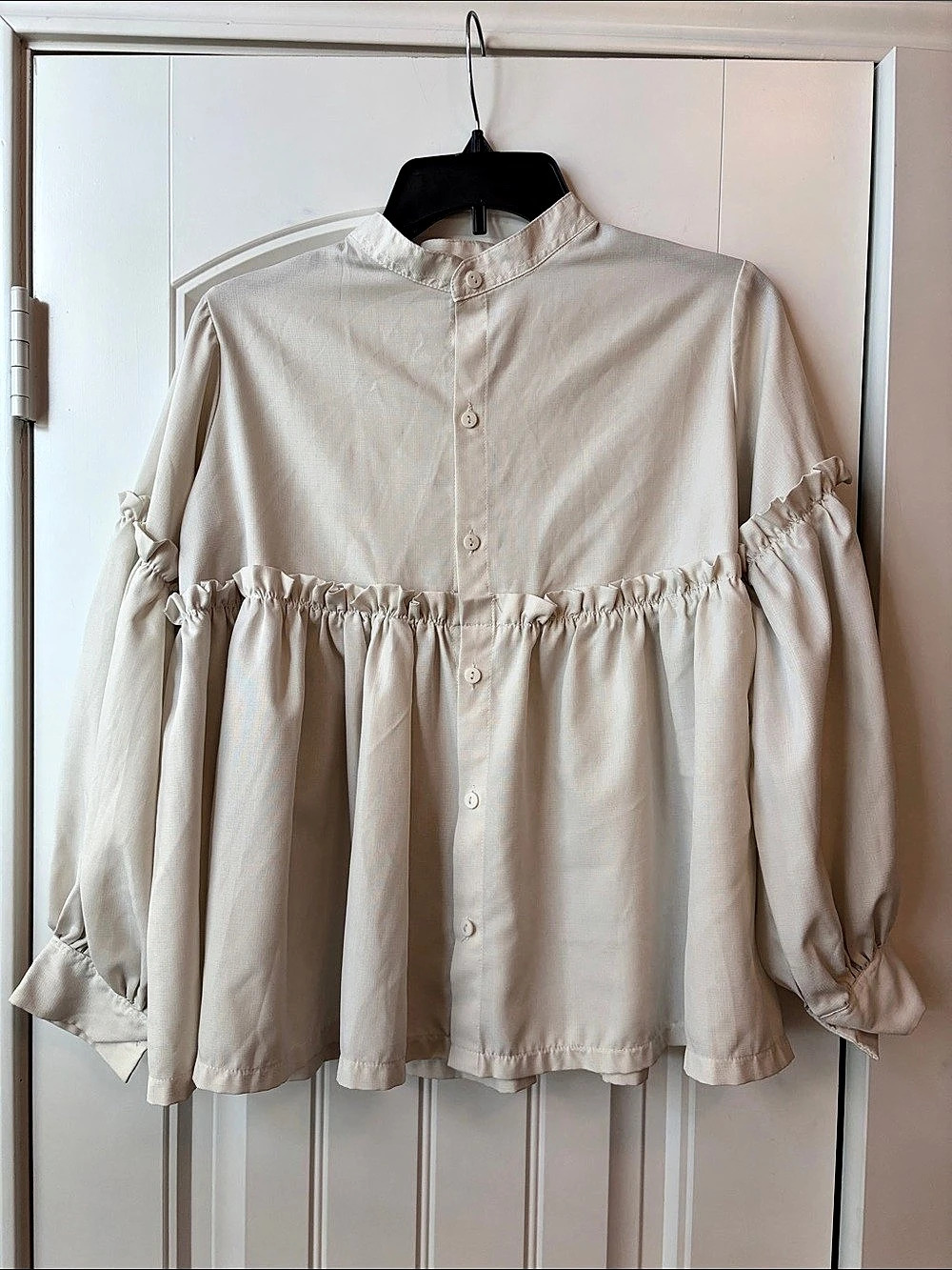 Cream Gathered Waist Blouse